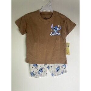 Disney Lilo and Stitch 2 Piece Shorts Top T-Shirt Matching Outfit Set Girls 3T